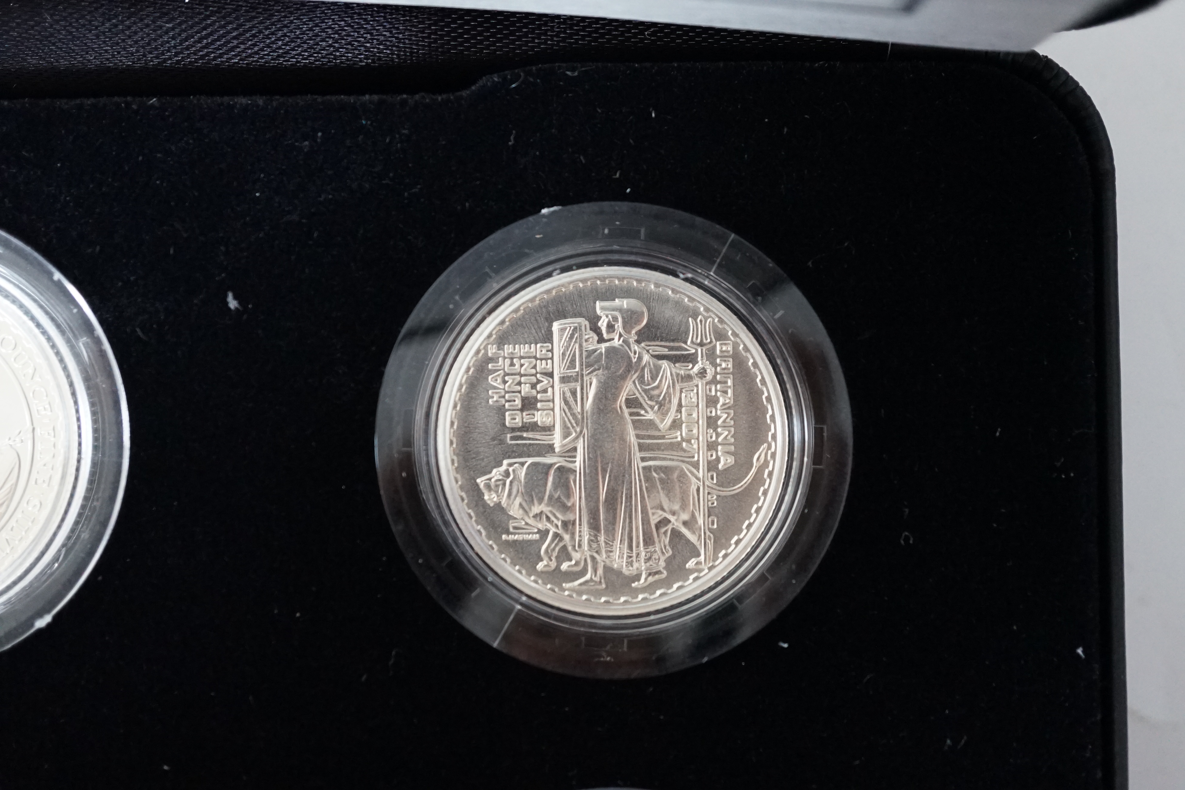 Elizabeth II proof coins, 2007 Britannia 20th Anniversary silver proof one pound collection, cased with certificate